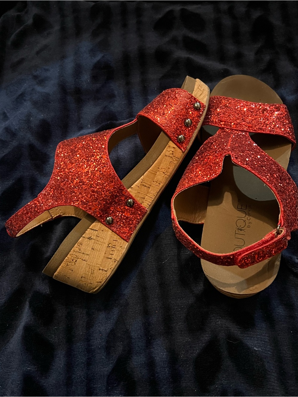 Corkys Wedge Sandals - Red and Silver - Picture 3 of 8